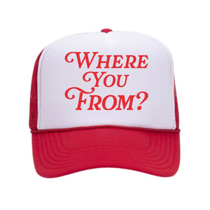 Where You From? Trucker Hat Red & White w/ Red